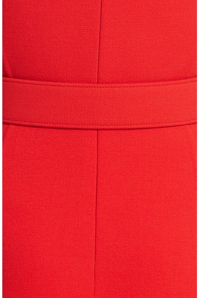 Crepe Fit & Flare Dress, Alternate, color, SCARLET