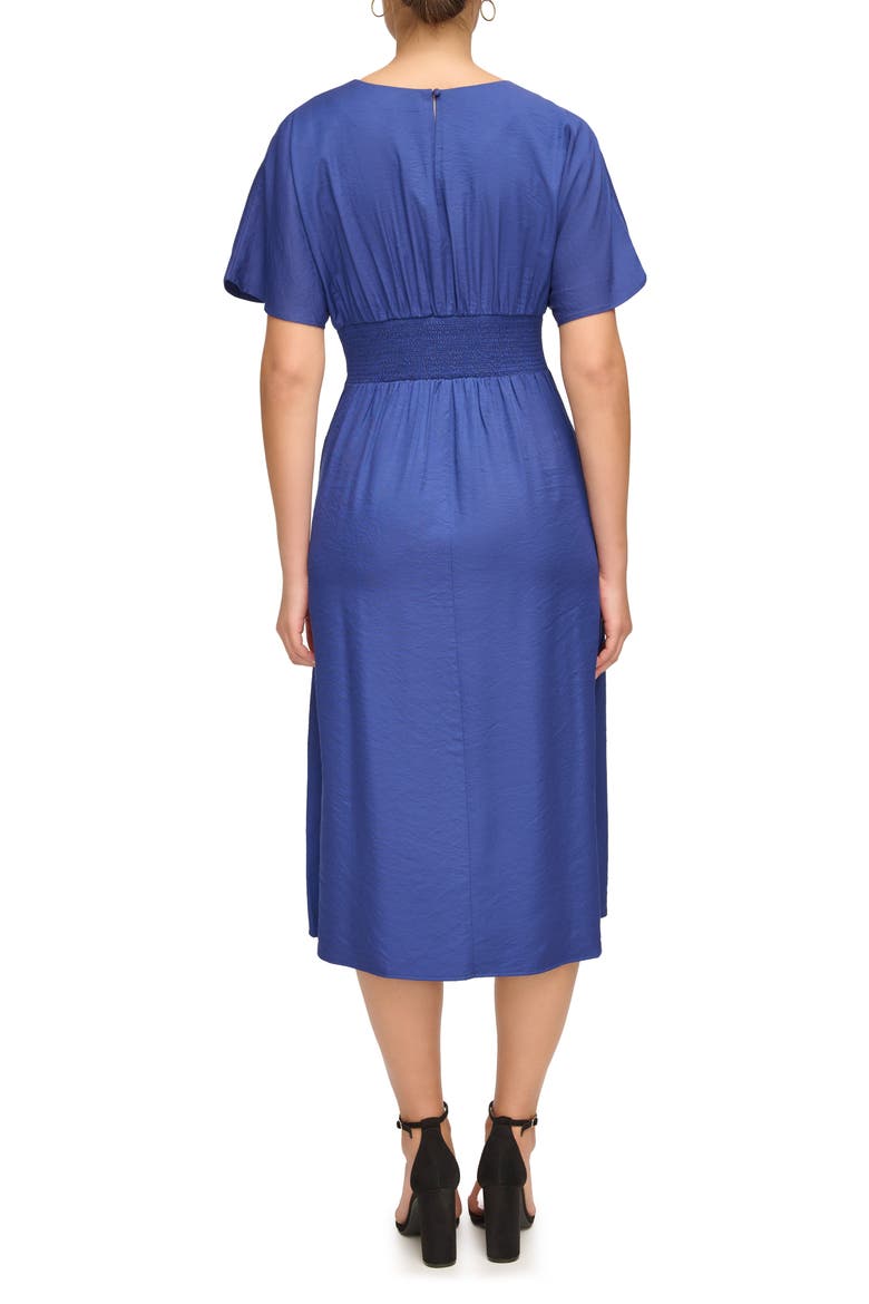 Short Sleeve Fit & Flare Midi Dress, Alternate, color, NAVY