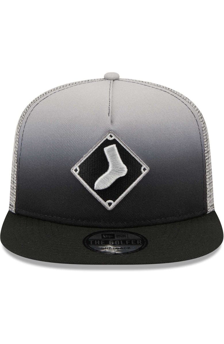 New Era Men's New Era Black Chicago White Sox Fade Golfer Lightly Structured Snapback Hat, Alternate, color,