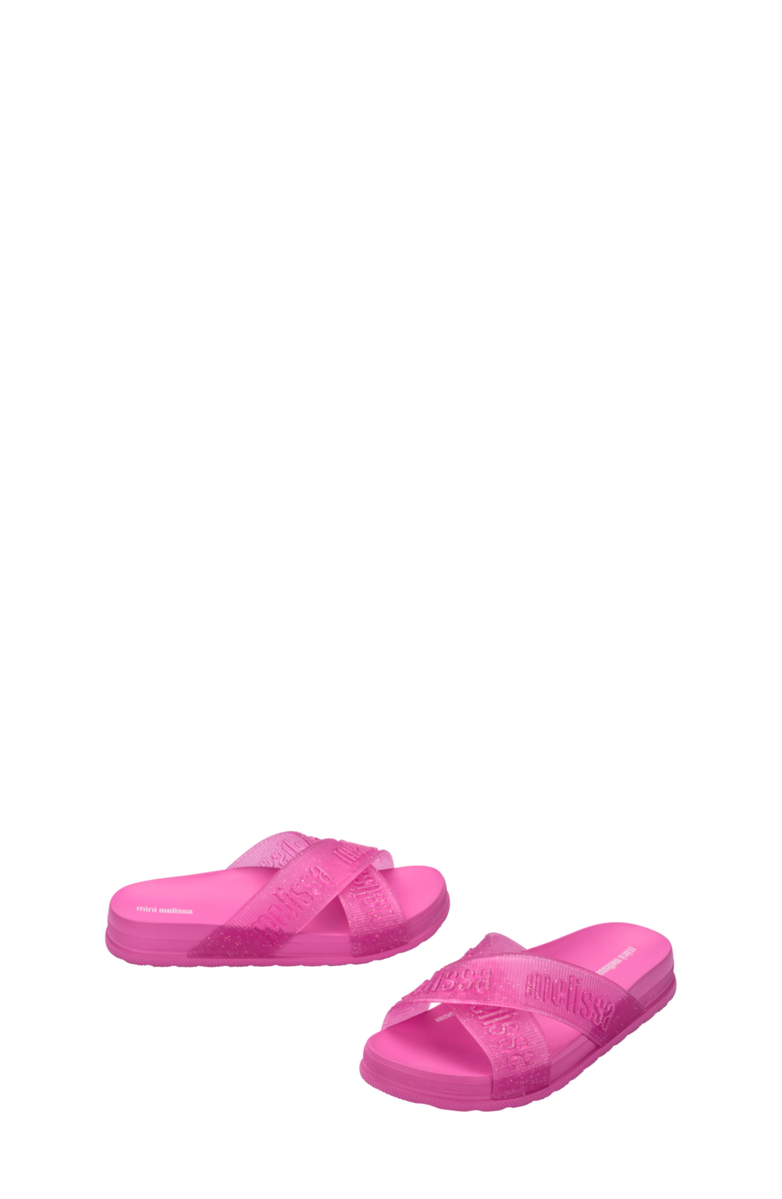 Kids' Cozy Cross Strap Slide Sandal, Alternate, color, LILAC/ GLITTER