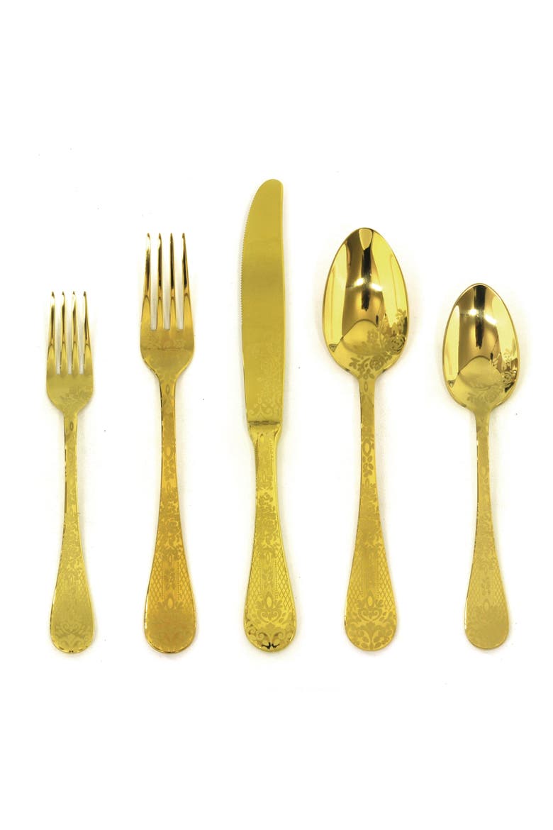 Casablanca Flatware Set - 20 Pieces, Main, color, Gold