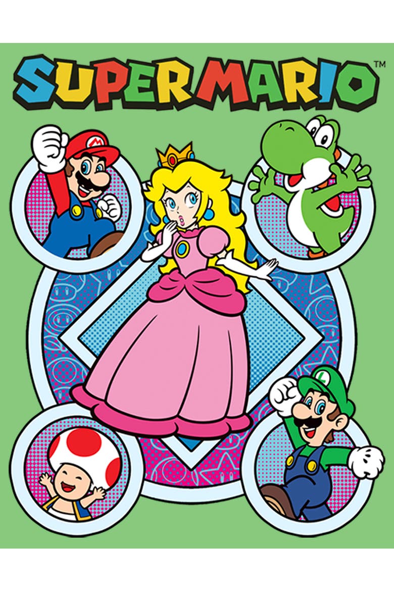 Girls' Super Mario Princess Peach Friends Graphic Tee, Alternate, color, Mint
