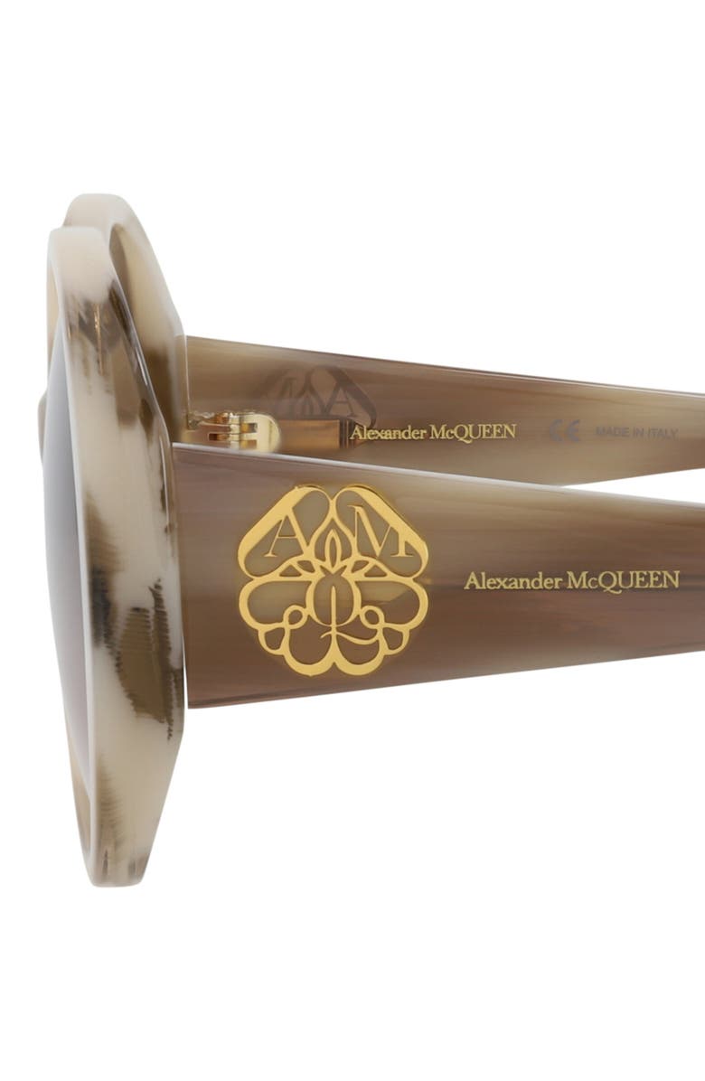 McQueen 57mm Oval Sunglasses, Alternate, color, Ivory Ivory Brown