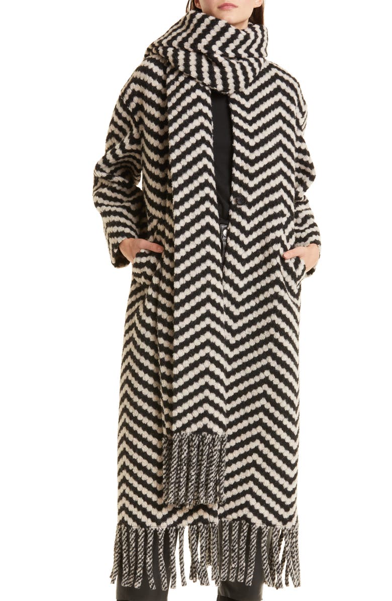 Ted Baker London Jilliya Oversize Twill Knit Scarf Coat, Main, color,