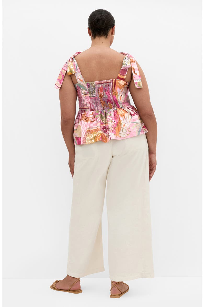 Isabel Peplum Top, Alternate, color, PINK DREAMSCAPE