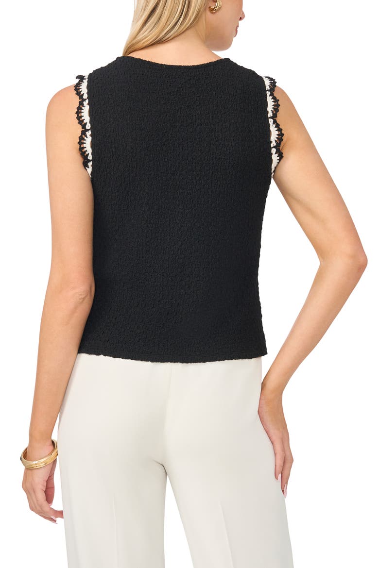 Scallop Tweed Sleeveless Top, Alternate, color, RICH BLACK