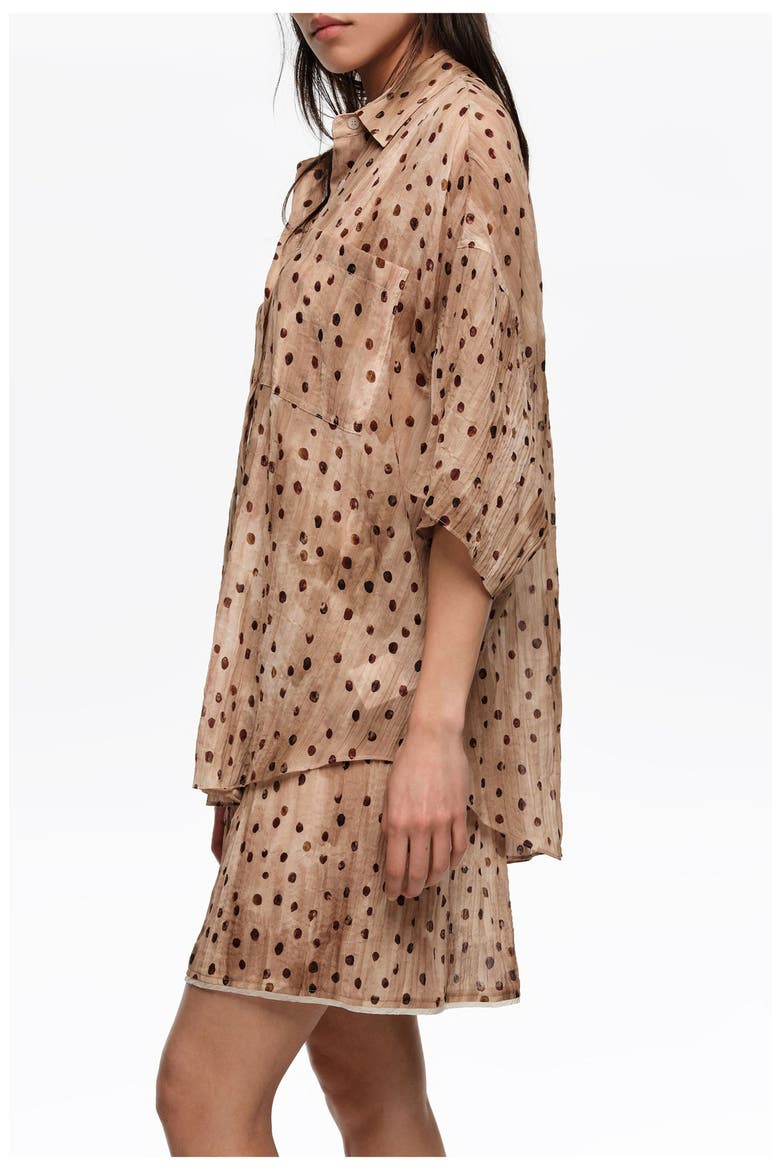 Dots Short-Sleeve Pleated Shirt, Alternate, color, WATERCOLOR DOTS