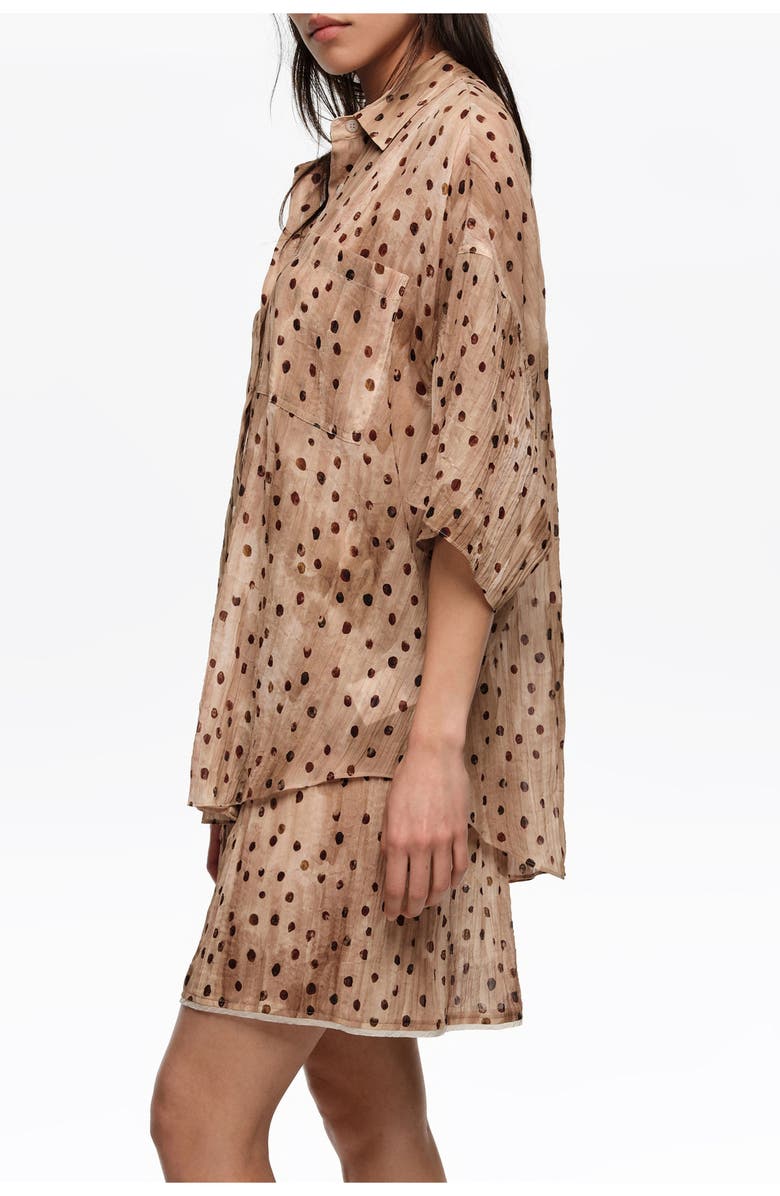 Bimba y Lola Dots Short-Sleeve Pleated Shirt, Alternate, color, Watercolor Dots