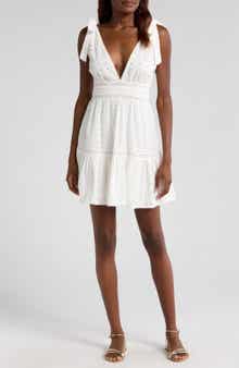 Poupette St Barth Cara Sequin Eyelet Cotton Cover-Up Mini Sundress
