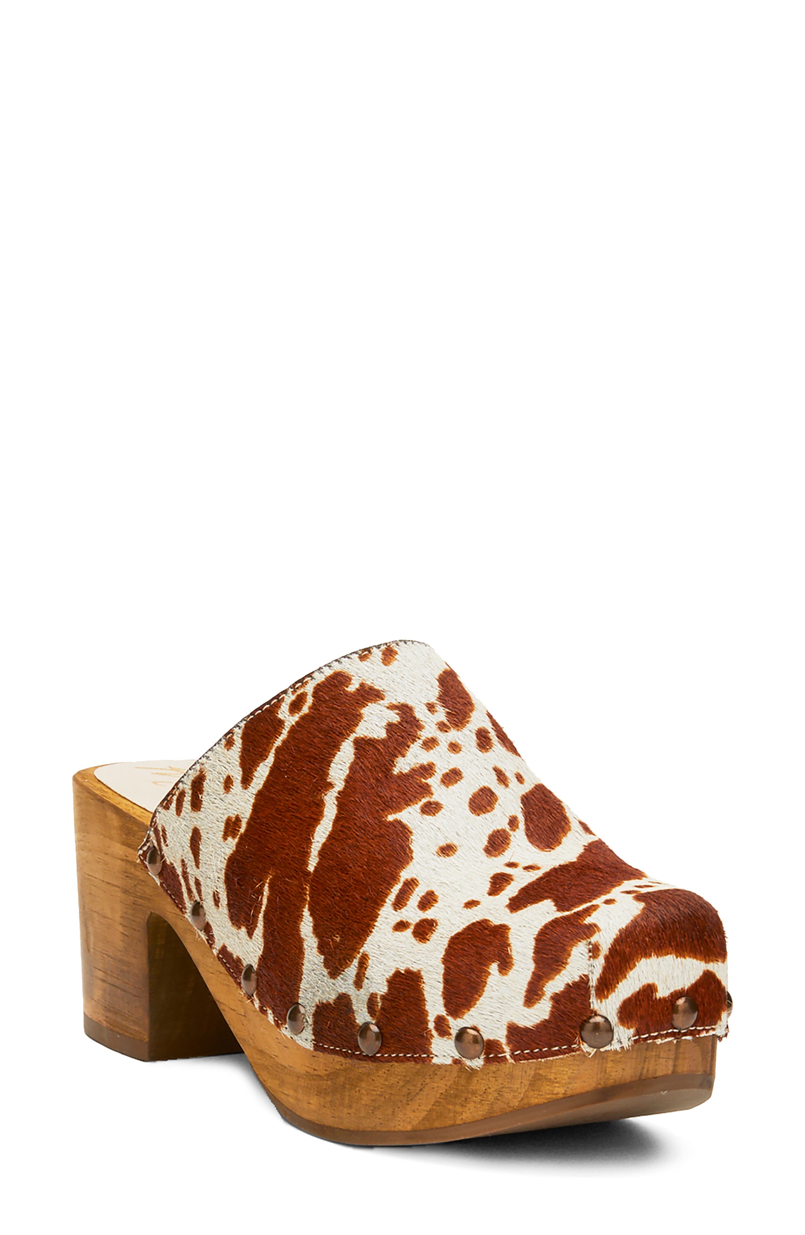 Holly Platform Clog, Main, color, BROWN SPOT CALF HAIR