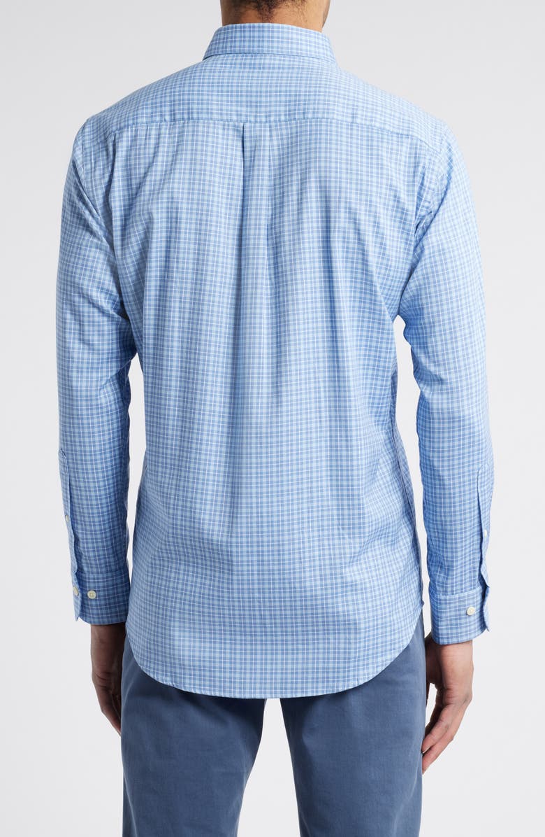 Peter Millar Caspian Check Stretch Cotton & Modal Blend Button-Down Shirt, Alternate, color, Blue Freesia