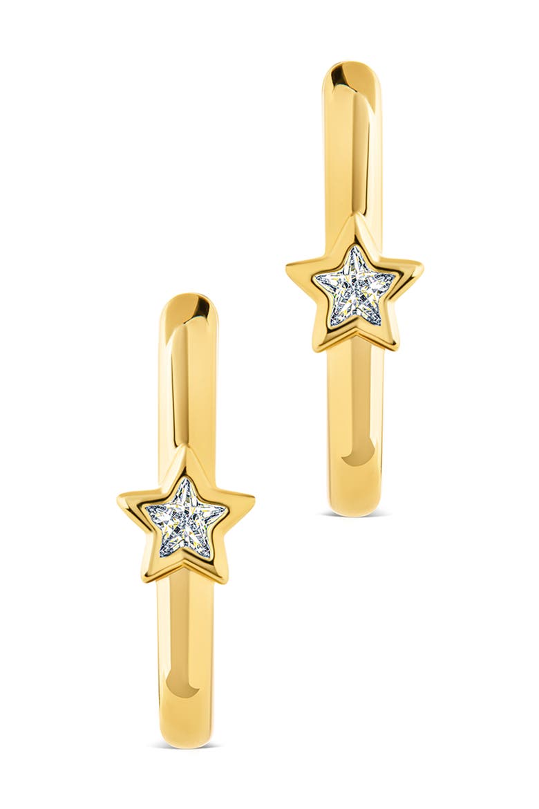 Bodil Cubic Zirconia Star Oval Hoop Earrings, Alternate, color, GOLD
