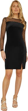 Yumi Velvet Sheer Sleeved Mini Dress