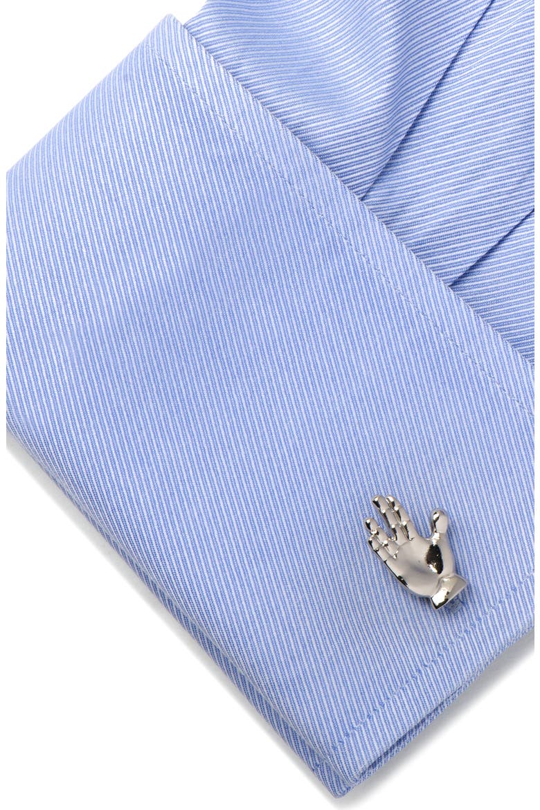 'Star Trek' Live Long & Prosper Cuff Links, Alternate, color, SILVER