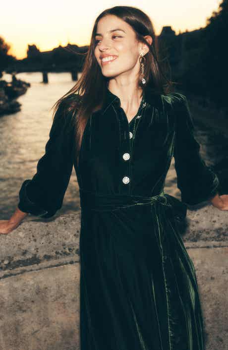 Boden Vivienne Velvet Midi Dress