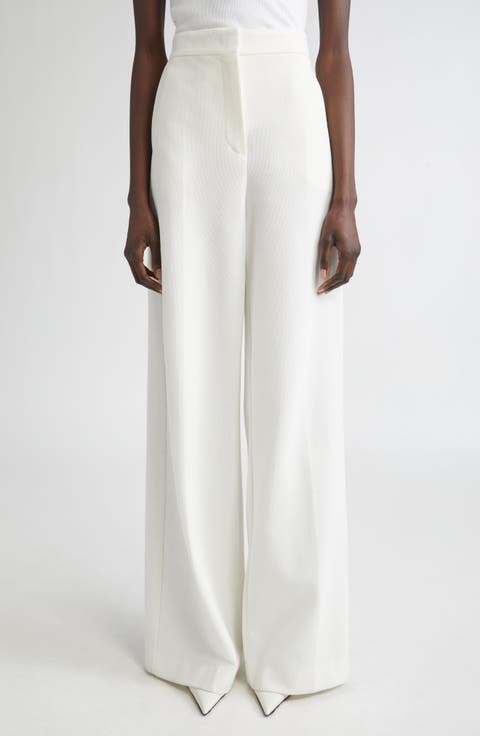【関税＆送料込み】Max Mara Ivory Wide Leg Pants In Knit Ivory pants | Max Mara