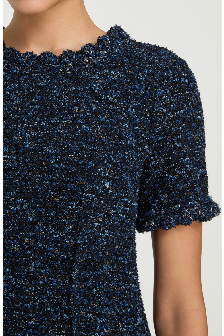 Cosmos Crochet Trim Bouclé Tweed Sheath Dress, Alternate, color, INK MULTI