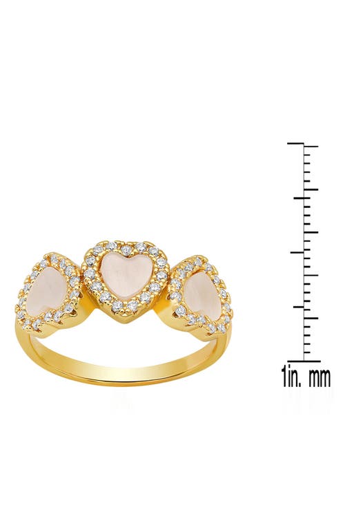Hmy Jewelry 18k Gold Plated Mother-of-pearl & Simulated Diamond Heart Ring In Gold