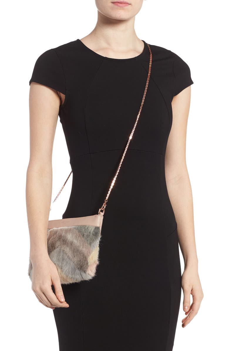 Ted Baker London Emmia Faux Fur Crossbody Bag, Alternate, color,