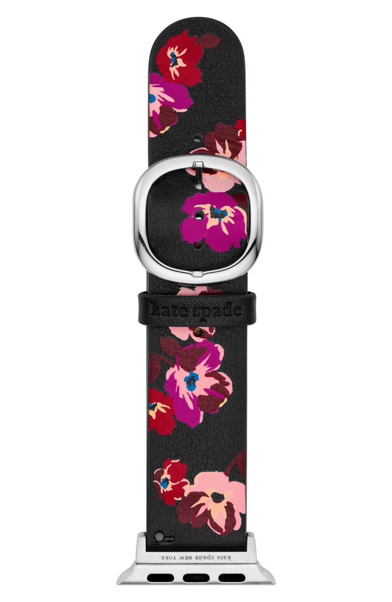 Kate Spade New York floral leather reversible 20mm Apple Watch<sup>®</sup> watchband, Main, color, 