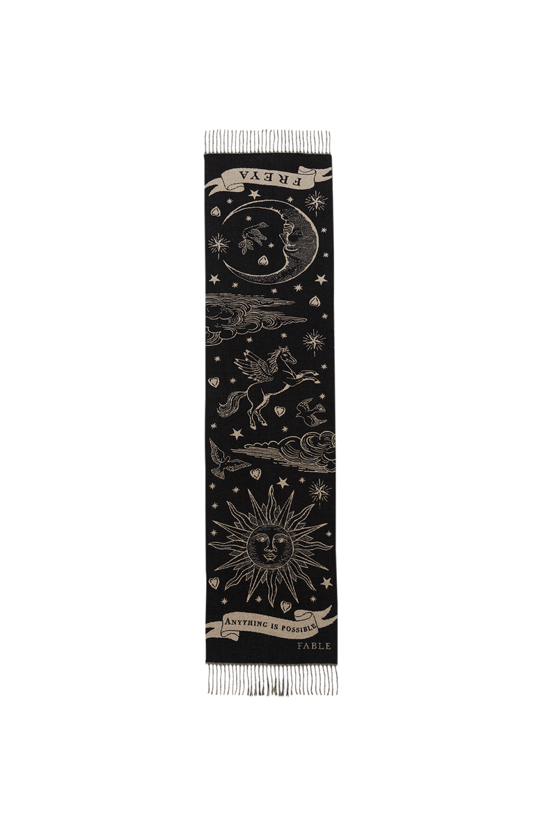Freya Celestial Jacquard Scarf, Main, color, Black