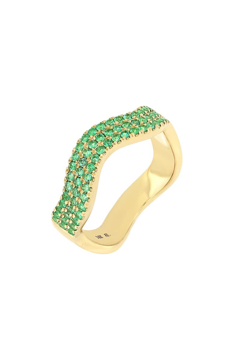 Bony Levy 18K Gold Pavé Emerald Wavy Band Ring, Main, color, 18K Yellow Gold