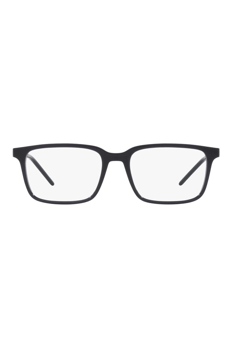 55mm Rectangular Optical Glasses, Main, color, ROSE GOLD BLK