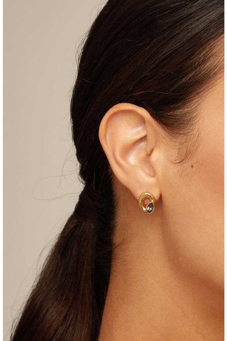 Oval Crystal Stud Earrings, Alternate, color, Gold