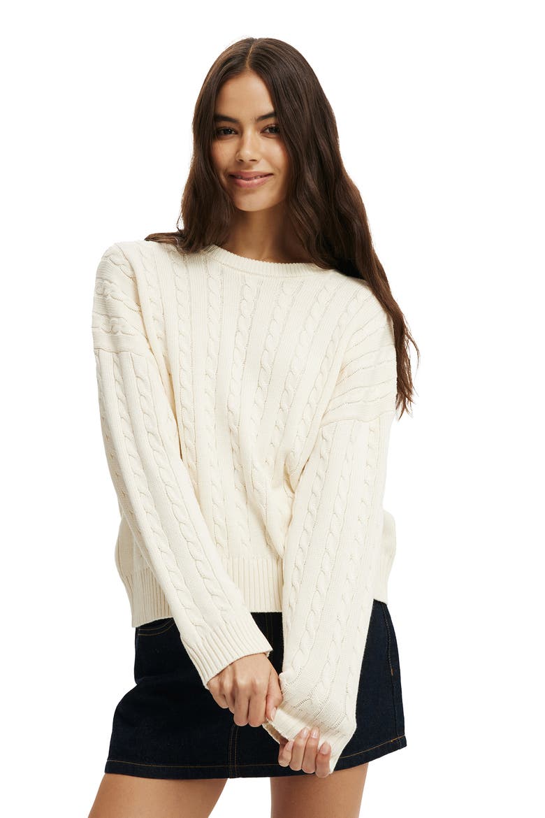 Women's Cotton Crew Neck Sweater, Main, color, Porcelain