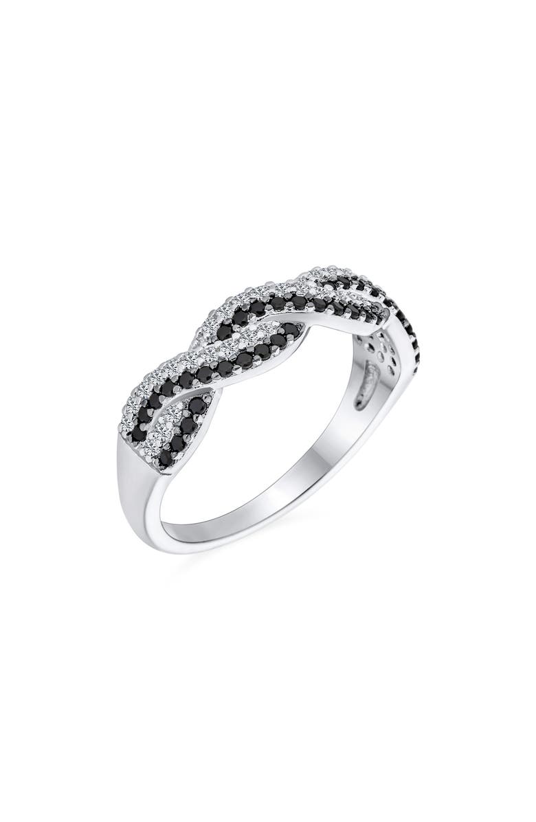 BLING JEWELRY CZ Twist Ring, Main, color, Silver