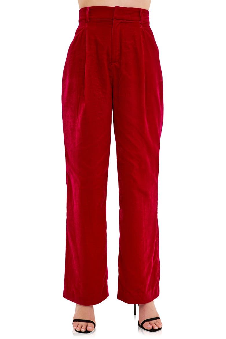 Matte Velvet Trousers, Alternate, color, FUCHSIA