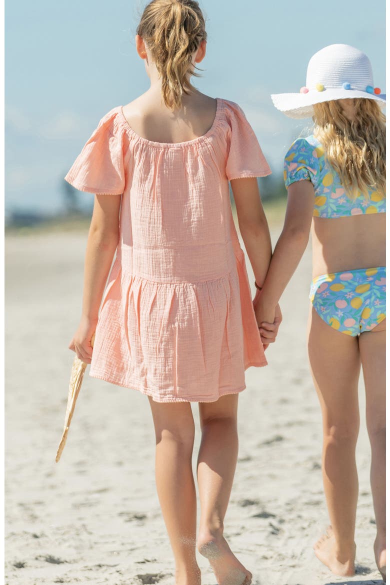 Kids' Flutter Sleeve Cotton Sundress, Alternate, color, ORANGE