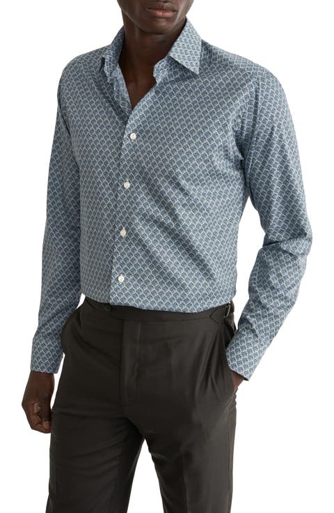 Slim Fit Geometric Twill Shirt
