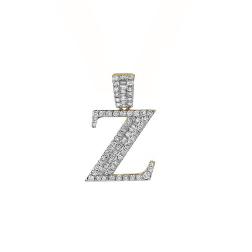 Luvmyjewelry Z Initial Diamond Pendant 10k Yellow Gold In 10k Yellow Gold