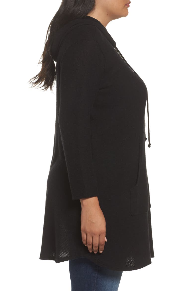 Hooded Knit Tunic, Alternate, color, BLACK