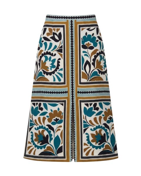 Clara Crepe Printed Midi Skirt