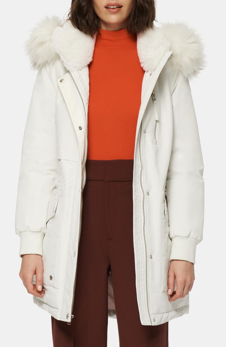 Marc New York Carina Water Resistant Hooded Parka with Faux Fur Trim, Main, color,