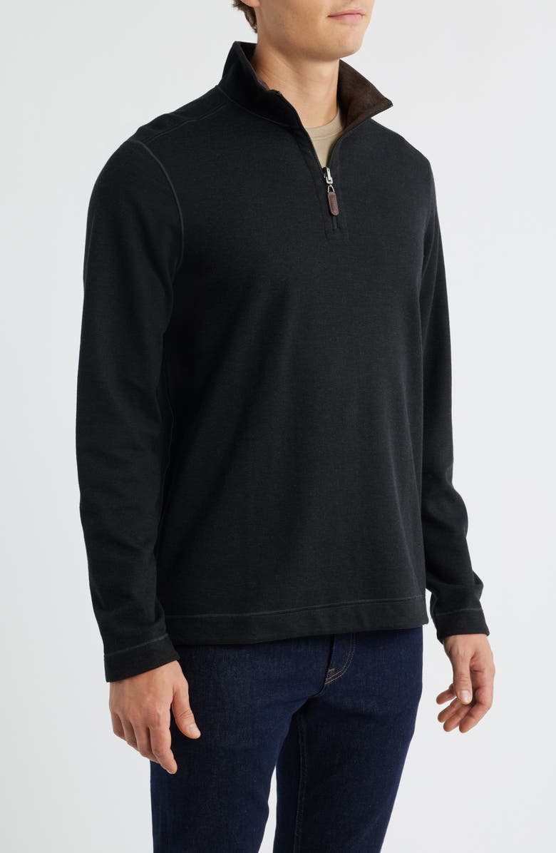 Johnston & Murphy Icon Reversible Quarter Zip, Alternate, color, Charcoal/ Brown