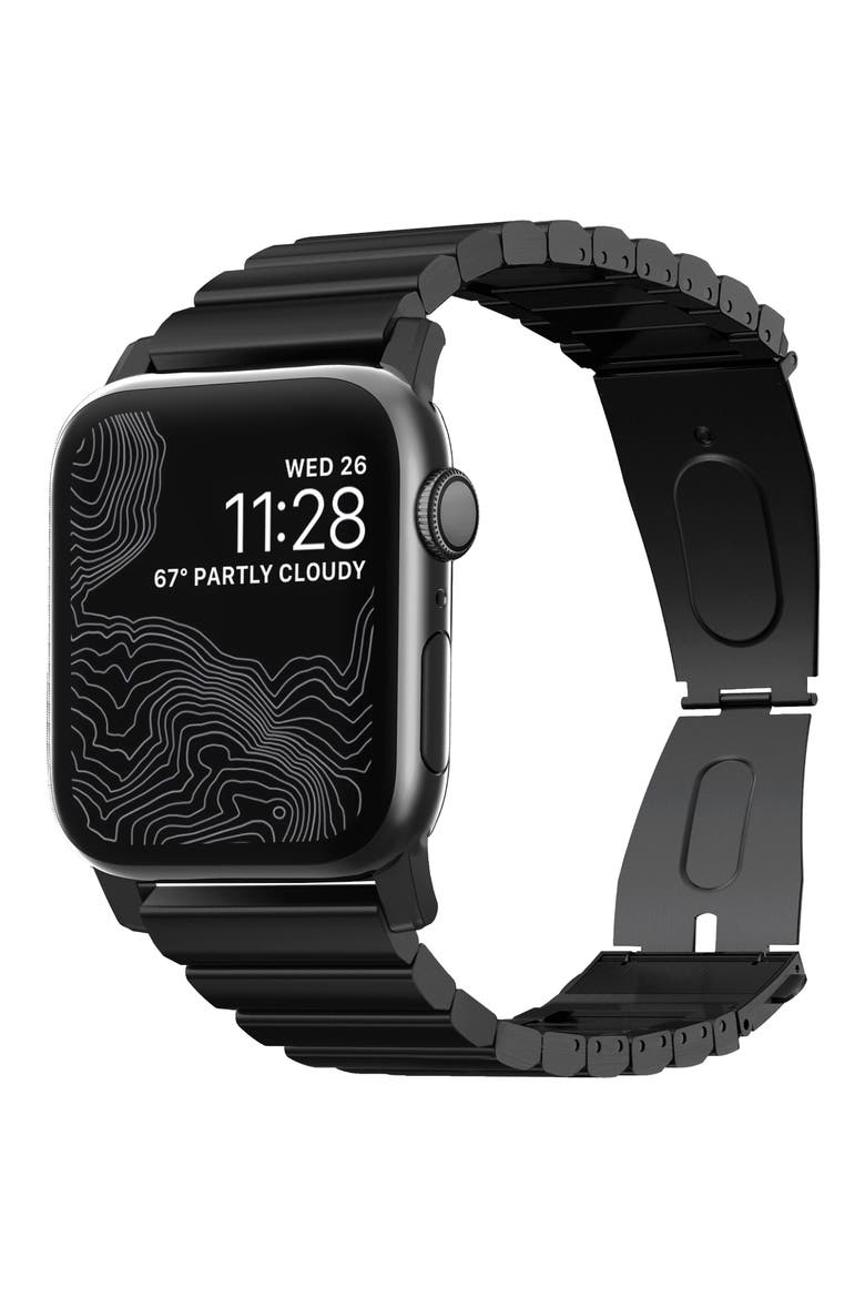 Stainless Steel Apple Watch® Strap, Main, color, BLACK