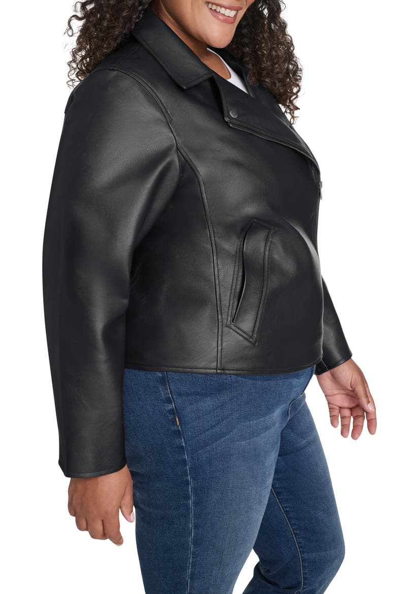Slim Fit Faux Leather Moto Jacket, Alternate, color, BLACK