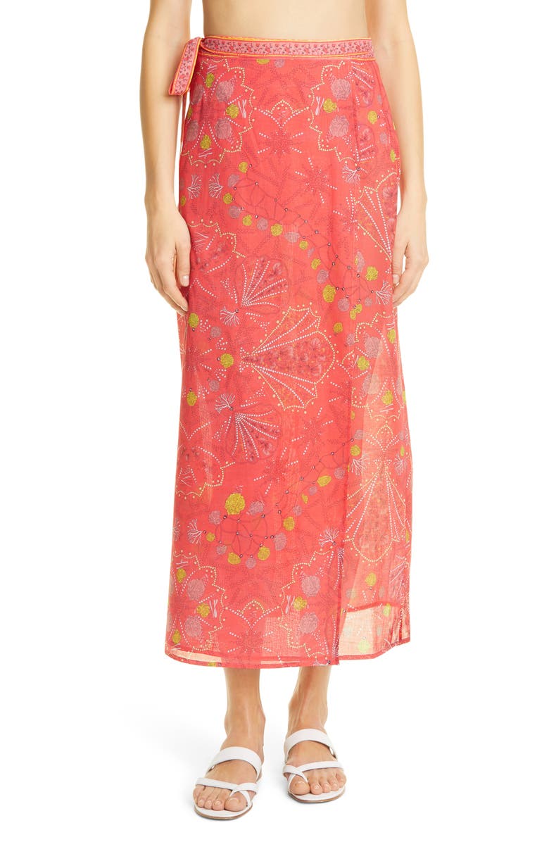 Emilio Pucci Conch Print Cotton Cover-Up Wrap Skirt, Main, color, 