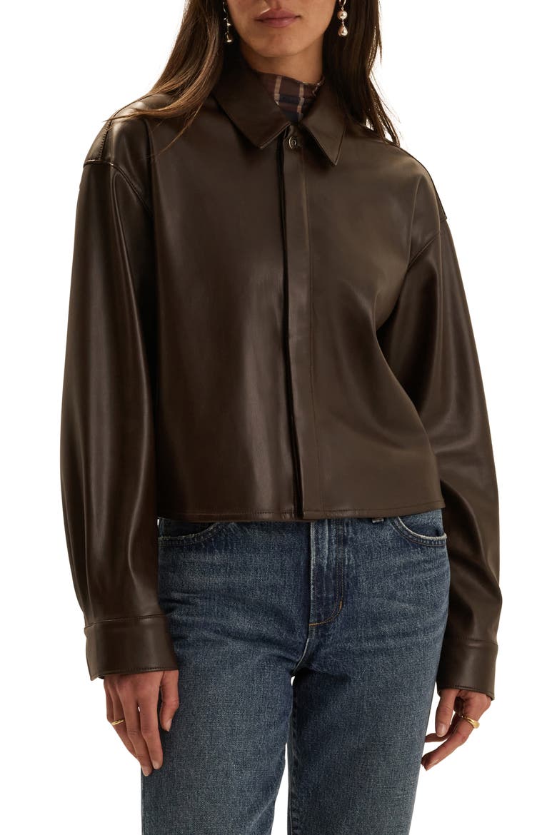 Brady Faux Leather Jacket, Main, color, ESPRESSO