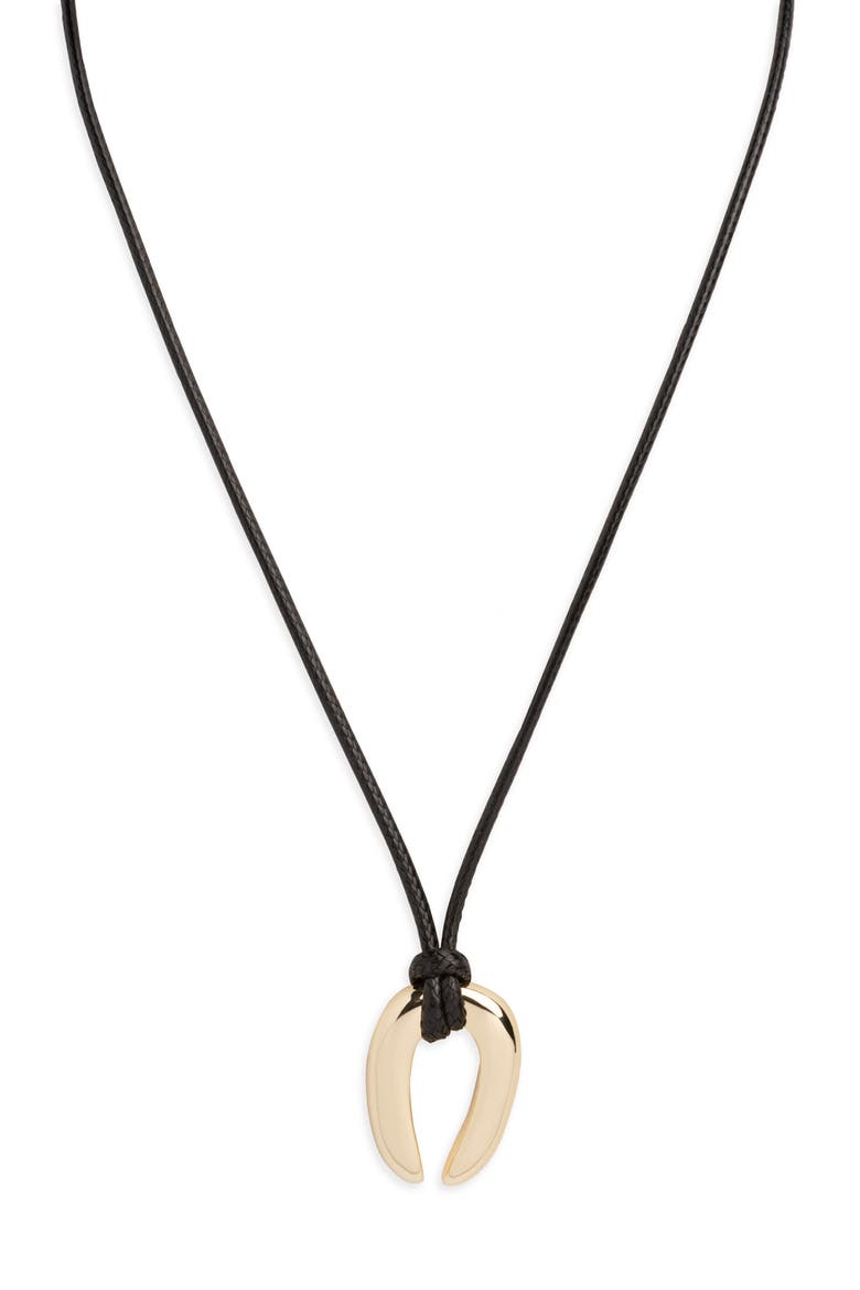 Serena Upside Down Horseshoe Pendant Cord Necklace, Main, color, GOLD/ BLACK