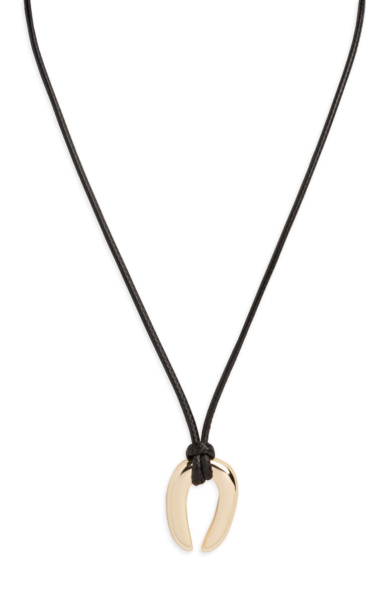 ARGENTO VIVO Serena Upside Down Horseshoe Pendant Cord Necklace, Main, color, Gold/ Black