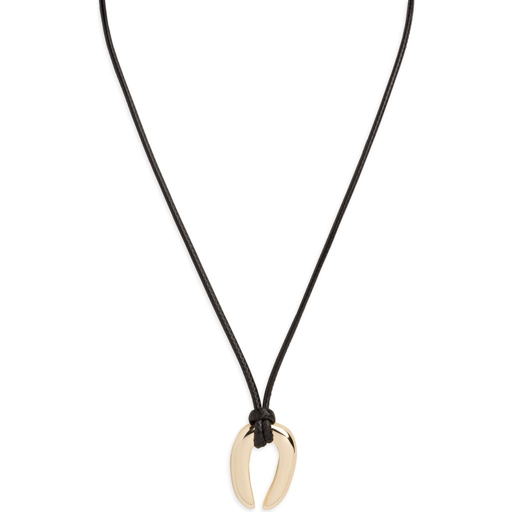 ARGENTO VIVO Serena Upside Down Horseshoe Pendant Cord Necklace in Gold/black at Nordstrom
