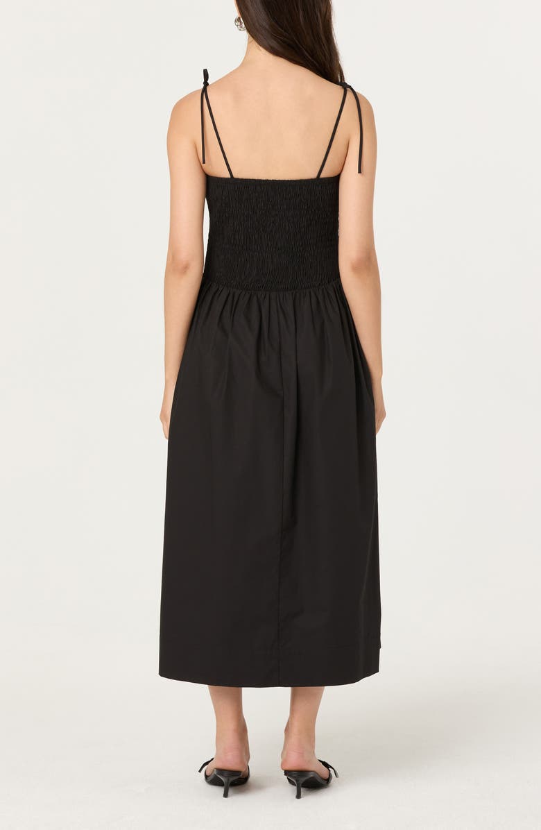 ASTR the Label Drop Waist Smocked Midi Dress, Alternate, color, Black
