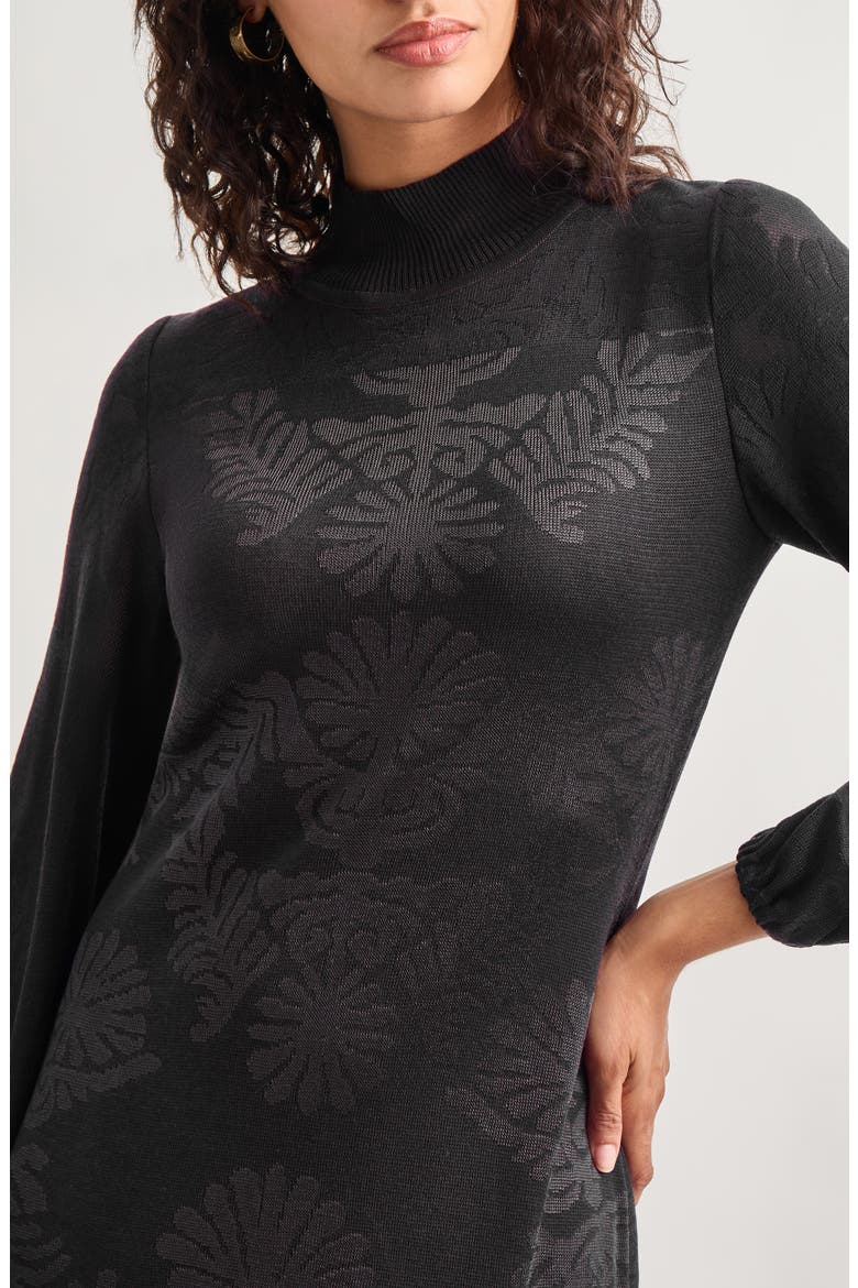 Long Sleeve Burnout Dress, Alternate, color, BLACK