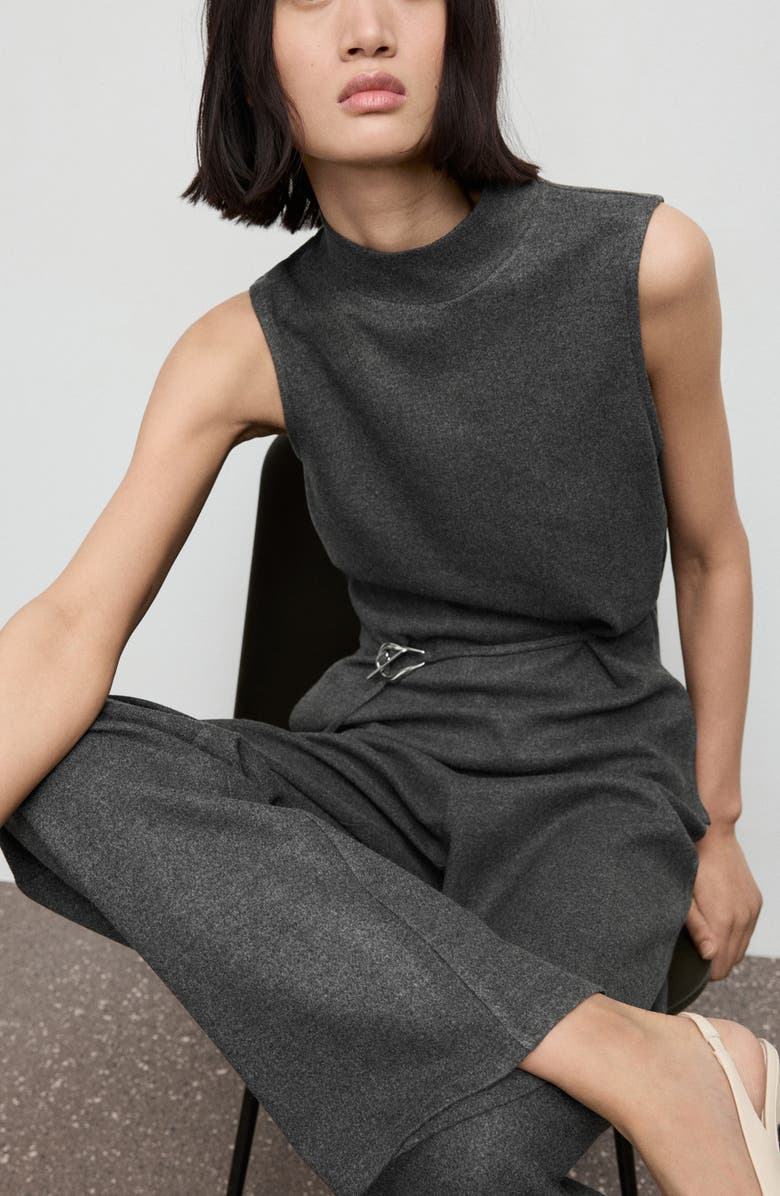 MANGO Straight Leg Pull-On Pants, Alternate, color, Medium Heather Grey