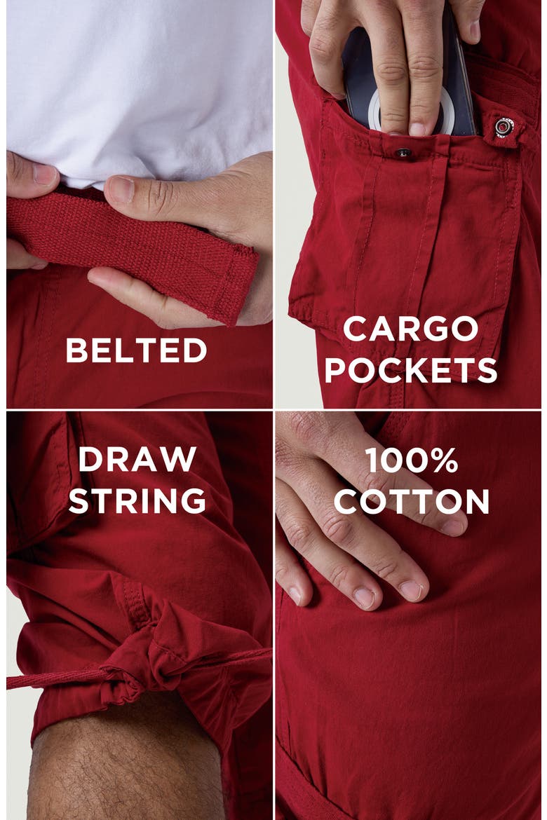Belted Cargo Shorts, Alternate, color, JESTER RED