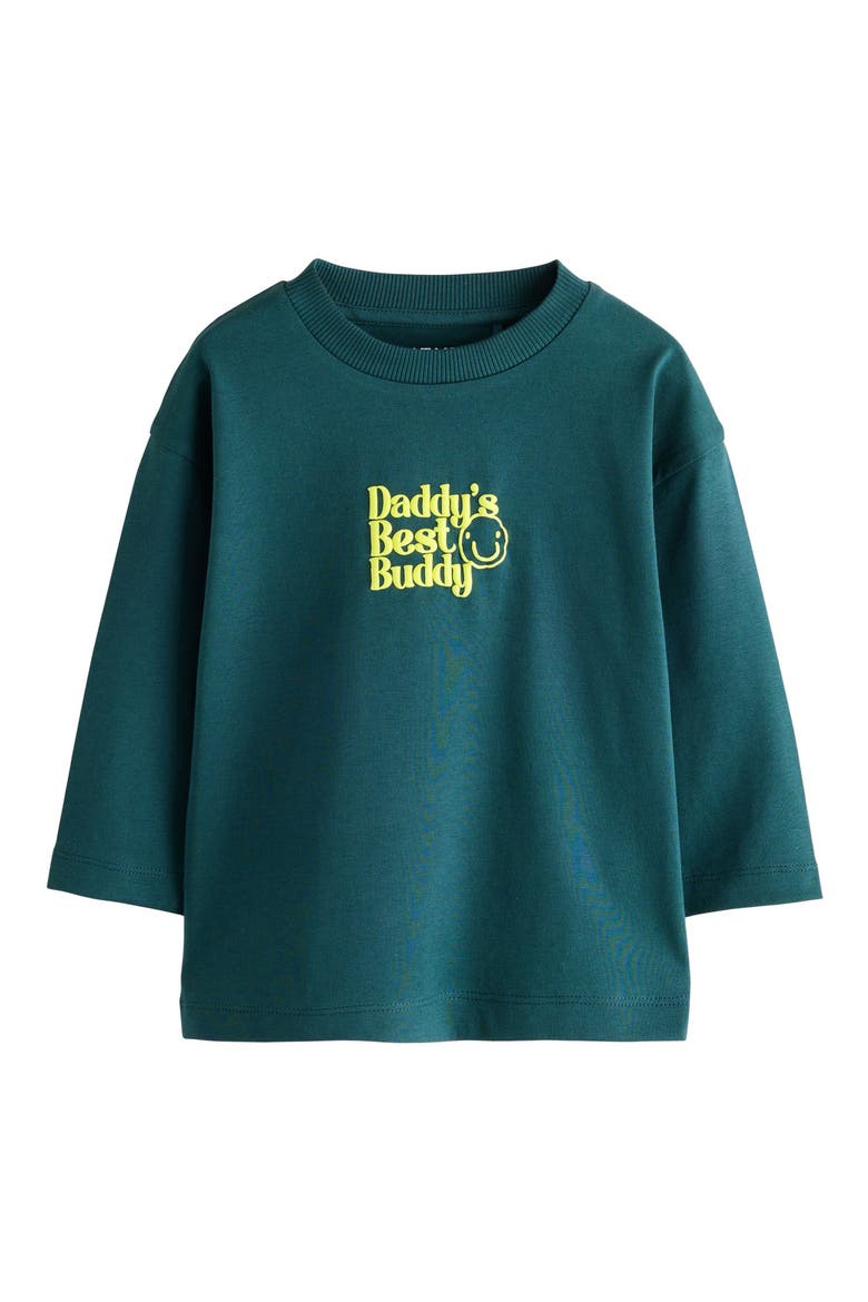 Kids' Slogan Long Sleeve Cotton Graphic T-Shirt, Main, color, GREEN